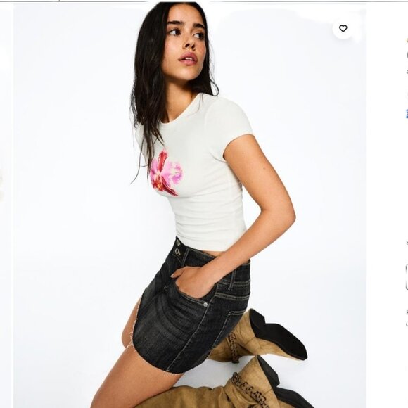 BERSHKA DENIM SKORT - Picture 2 of 16